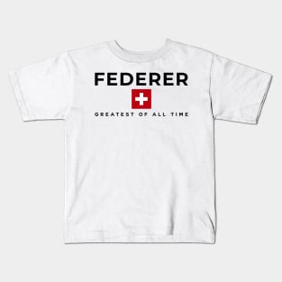 Roger Federer GOAT Made In Switzerland black Kids T-Shirt